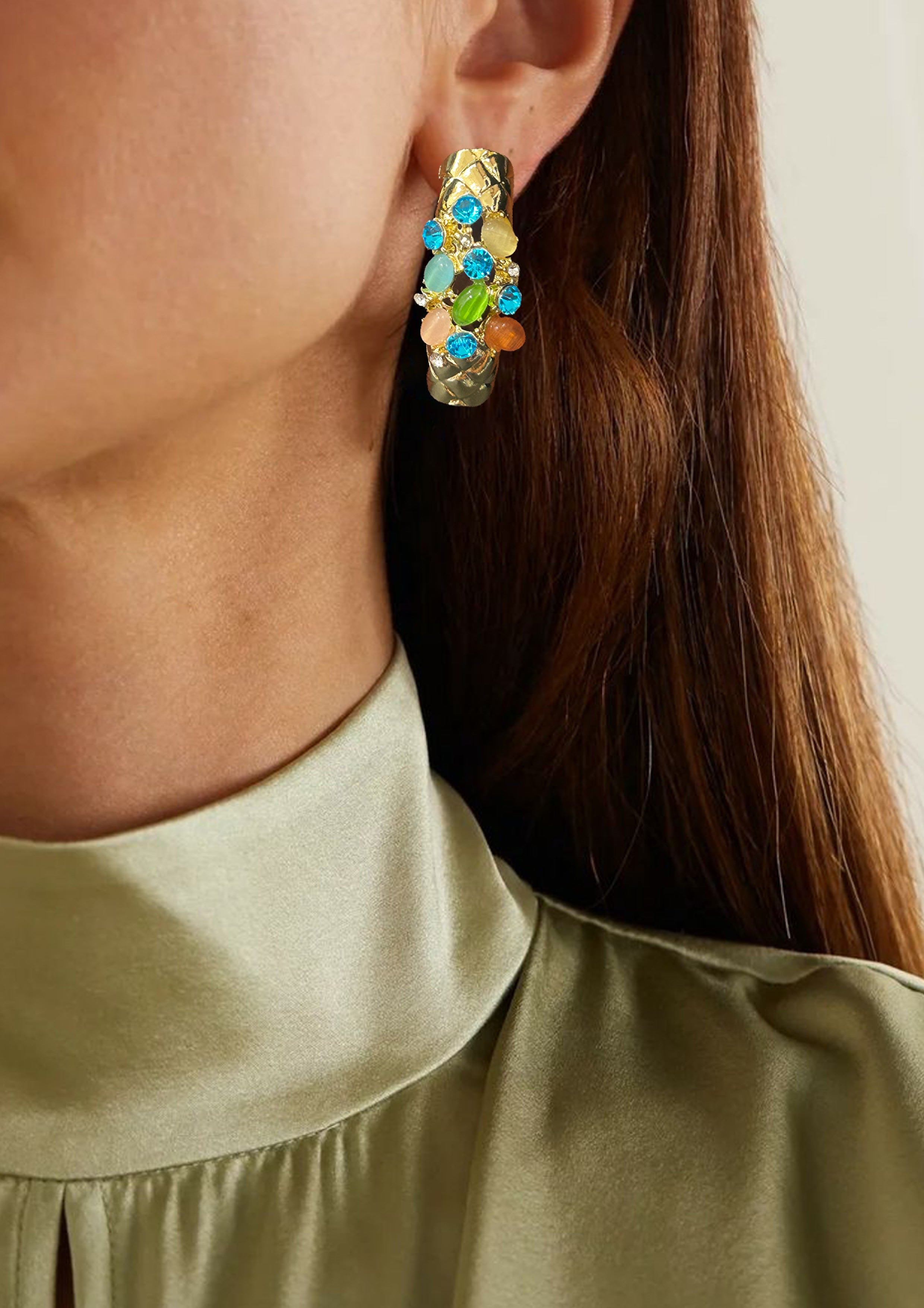 Vibrant Multicolor Gemstone Earring-Mivanaa